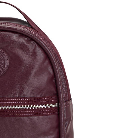 Kipling Kae Klassiska Metallic Ryggsäck Vinröda | SE 1629UZ